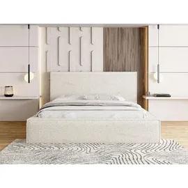 WFL GROUP Polsterbett Terra mit Bettkasten Creme Boucle 180x200 cm