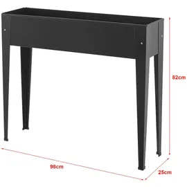 [en.casa] Lelystad Hochbeet 98 x 25 x 82 cm Grau
