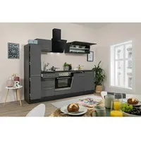 Respekta Premium Küchenzeile RP250EGCBO  (Breite: 250 cm, Grau, Mit Elektrogeräten)