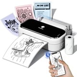 Phomemo M03 Sticker Drucker, Mini Drucker für Smartphone Tragbarer Thermodrucker, 53 und 80mm Sofortdruck, Kompatibel mit Handys und Tablet, für Studium, Fotos, Scrapbooking, Aufkleber - Weiß