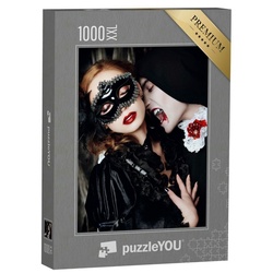 puzzleYOU Puzzle Puzzle 1000 Teile XXL „Vampir in mittelalterl. Kleidung beißt eine Dam, 1000 Puzzleteile, puzzleYOU-Kollektionen Vampire