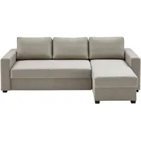 Atlantic Home Collection DUBLIN Schlafsofa, Polsterecke mit Federkern und Bettfunktion, Stoff, Warmes Grau, 150 x 234 x 89 cm