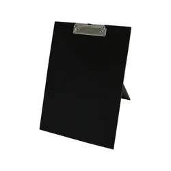 Klemmbrett Aufsteller / Präsentationsklemmbrett / Standklemmbrett, A4, aus Karton, mit Klemmmechanik, mit Aufstellfunkion, Farbe: schwarz – 1 Stück