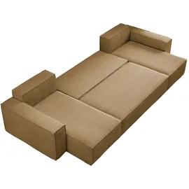 m-punkt Wohnlandschaft U-Form Cappuccino COMO Cord mit Bett Sofa Schlafsofa Ottomane - Braun
