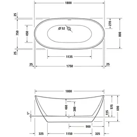 Duravit DuraVato freistehende Badewanne 170 x 80 cm (700569000000000)