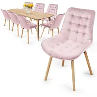 MIADOMODO Esszimmerstuhl Esszimmerstühle Wohnzimmerstühle Küchenstuhl Samt Polster gesteppt (8 St) rosa