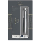 Parker Jotter Duo-Geschenkset mit Kugelschreiber und Druckbleistift (0,5 mm) | Edelstahl mit Chromzierteilen | Nachfüllmine mit blauer Tinte | Geschenkbox
