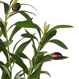 Relaxdays Olivenbaum künstlich, 180 cm hoch, Kunststoff, Stein, Kunstpflanze, Deko-Olivenbaum, Kunstbaum, grün/braun