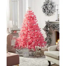 Beliani Weihnachtsbaum Farnham Rosa 210 cm