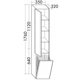 Burgbad Junit Hochschrank, 1 Tür, HSIG035RF3148G0175,