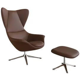 flexlux Ohrensessel »Stilo Relaxsessel, TV-Sessel«, Solitär, Stil-Ikone, drehbar, Fuß Aluminium braun