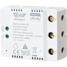 Shelly Ogemray smarter Relaisschalter 25 A Schalt-Messaktor Bluetooth, Wi-Fi