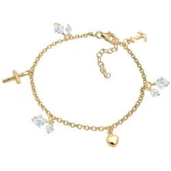 Elli Kreuz Herz Anker Kristalle 925 Silber Armbänder & Armreife   Damen 