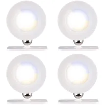 Lunartec 4er-Set CCT-LED-Wandlampen, Magnetfuß, dimmbar, Touch-Bedienung, weiß