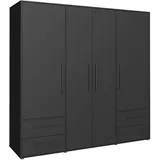 DS PRODUKT Drehtürenschrank Mokkaris, OTTOs Choice, TOPSELLER! 3 oder 4 Türen, zeitloses Design (B/H/T ca. 145x200x59cm oder 206x200x59cm) Schubladen + schwarze Stangengriffe, Made in Europe, viel Stauraum schwarz 205,9 cm x 200,1 cm x 58,8 cm