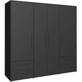 DS PRODUKT Drehtürenschrank Mokkaris, OTTOs Choice, TOPSELLER! 3 oder 4 Türen, zeitloses Design (B/H/T ca. 145x200x59cm oder 206x200x59cm) Schubladen + schwarze Stangengriffe, Made in Europe, viel Stauraum schwarz 205,9 cm x 200,1 cm x 58,8 cm