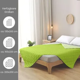 Wometo Microfaser Sommer Steppbett 155x220 grün & hellgrün / OEKO-TEX / kochfest 95° / Leichtsteppbett für heiße Tage / ohne Bezug verwendbar