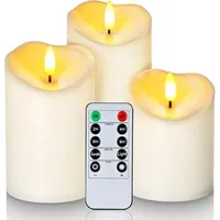 Flammenlose, Flackernde, Wasserdichte, Batteriebetriebene Led-kerzen Für Den Außenbereich Mit Timer Und Fernbedienung, Elfenbeinfarbene Elektrische Kunststoffkerzen, 3er-set