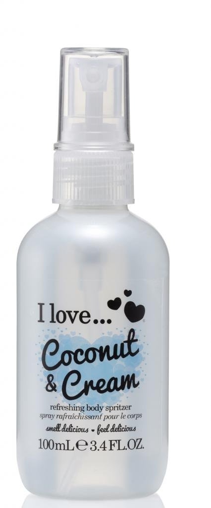 I Love Coconut & Cream Body Spritzer, Formulated With Natural Fruit Extracts to Keep You Cool & Fragranced, Travel-Size Essential Providing On-The-Go Refreshment, Vegan-Friendly - 100ml