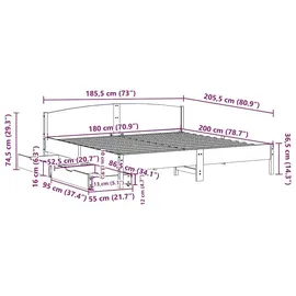 vidaXL Massivholzbett 180 x 200 cm Braun
