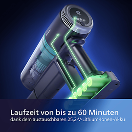 Philips XC3031/01 3000 Series Laufzeit bis zu 60 Min., kabellos, Akkusauger, Stielsauger, Akkubetrieb, 25,2 Volt