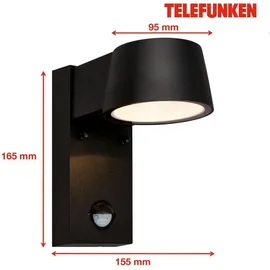 Telefunken LED-Outdoor-Wandleuchte Sensor 16,5 cm x 9,5 cm x 15,5 cm Schwarz