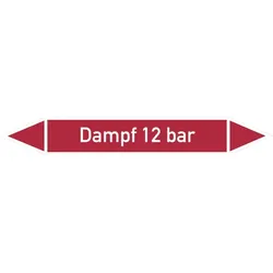 Rohrleitungskennzeichen Dampf 12 bar - 270x37 mm Folie selbstklebend