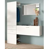 inn.furn Garderobe Set 3-teilig "Carry" in weiß Garderobenkombination mit Spiegel 156 x 190 cm - Weiß