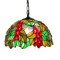 E27 LED Pendelleuchte Vintage Tiffany stil Schlafzimmer Wohnzimmer Hängelampe, Antik Trauben Design Runde Glas Kronleuchter für Rustikal Esszimmer Esstisch Küchen Beleuchtung, Höhenverstellbar, Ø30cm