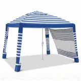 Sekey Strandmuschel Pop up Strandzelt 4 Personen mit Seitenvorhang Höhenverstellbar, 240 × 240 cm Strandmuschel UV Schutz 50+, Windfest für Strand blau