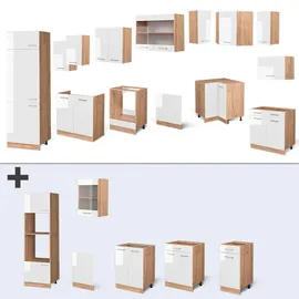 Vicco R-Line Eckküche Weiß Hochglanz/Goldkraft Eiche 227 x 287 cm ohne Arbeitsplatte