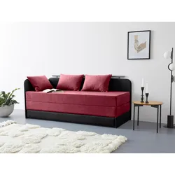 Polsterliege MAINTAL "Diana", rot (rot, schwarz), B:84cm, Komplettbetten, mit Stauraum