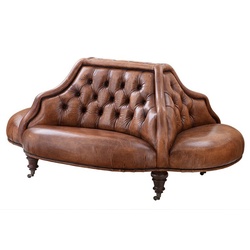Casa Padrino Luxus Echt Leder Sofa Vintage Leder Braun 4 Seitig - Luxus Hotel Club Sofa