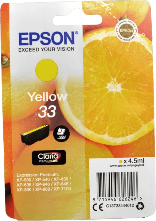 Preisvergleich Produktbild Epson Tinte C13T33444012 Yellow 33  yellow