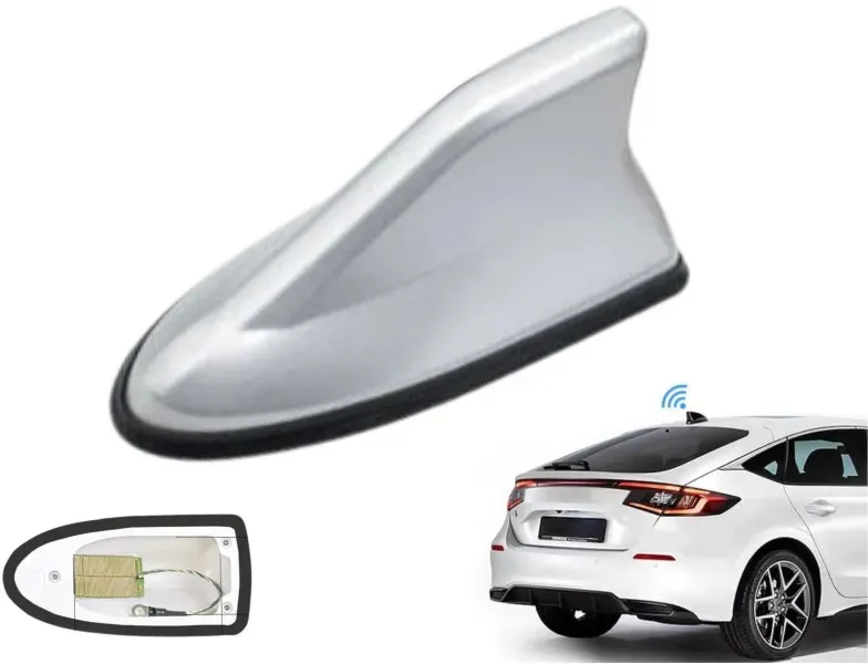 Autoantenne im Haifischflossen-Design mit integriertem Verstärker – aktiv, universell, verbessert den Empfang, silbergrau