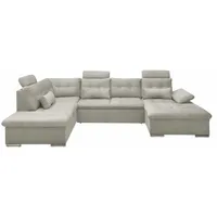 ed exciting design Wohnlandschaft "Jakarta mit Bettfunktion, Bettkasten", beige, Kunststoff, 5-Sitzer, U-Form 324x107x218 cm, Wohnzimmer, Sofas, & Braun