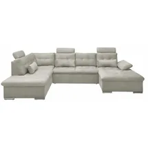 ed exciting design Wohnlandschaft "Jakarta mit Bettfunktion, Bettkasten", beige, Kunststoff, 5-Sitzer, U-Form 324x107x218 cm, Wohnzimmer, Sofas, & Braun