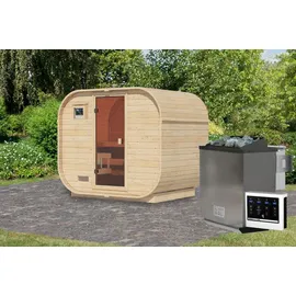 Karibu Fasssauna inkl. 9 kW Bioofen + ext. Steuerung