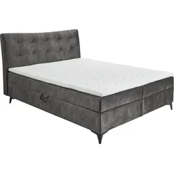 Boxbett ED EXCITING DESIGN "Melrose", grau (anthrazit), B:162cm L:210cm, 100% Polyester, Komplettbetten, Boxspringbett, inkl. Topper