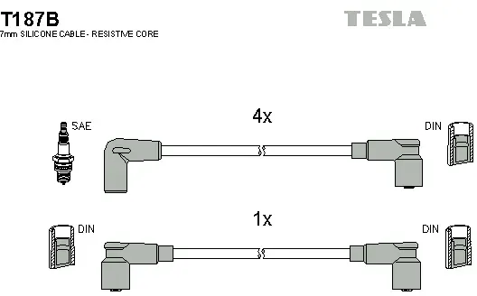 Tesla Zündleitungssatz t187b
