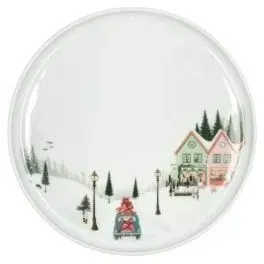 Plate flat straight edge Winter 20 cm White Ovenproof porcelain