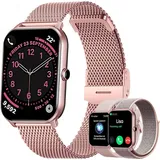 Smartwatch Damen mit WhatsApp-Funktion, Telefonfunktion 1,7 Zoll Schlafmonitor/Herzmonitor WhatsApp-fähig Smartwatch Damen iOS und Android - Gold