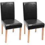 2er-Set Esszimmerstuhl Stuhl Lehnstuhl Littau ~ Leder, schwarz, helle Beine