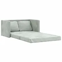 vidaXL Bodensofa, Klappbar Bodenbett Sofa mit Schlaffunktion, Schlafsofa Schlafsessel mit Metallgestell, Klappsofa Sofabett für Wohnzimmer Schlafzimmer, Hellgrau Stoff