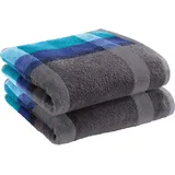 Erwin Müller Walk-Frottier Handtuch 2er-Pack, Streifenmuster türkis Streifen Größe 50x100 cm - schnell trocknend und extra saugstark, praktisch durch beidseitige Schlaufen, 100% Baumwolle