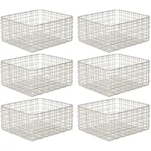 mDesign 6er-Set Allzweckkorb aus Metall – Aufbewahrungskorb für Küche, Vorratskammer etc. – kompakter und universeller Drahtkorb – mattsilberfarben