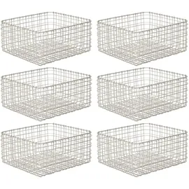mDesign 6er-Set Allzweckkorb aus Metall – Aufbewahrungskorb für Küche, Vorratskammer etc. – kompakter und universeller Drahtkorb – mattsilberfarben
