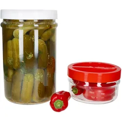 2tlg Set ORTES Vorratsglas 1x 5L & 1x 1,5L Glas Kunststoffdeckel Gitter Einlegen