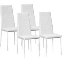 Homcom Esszimmerstuhl, 4er-Set Küchenstuhl, Gepolsterte Esszimmerstühle, Essstuhl, Polsterstuhl mit Stahlbeine, Kunstleder, Weiß