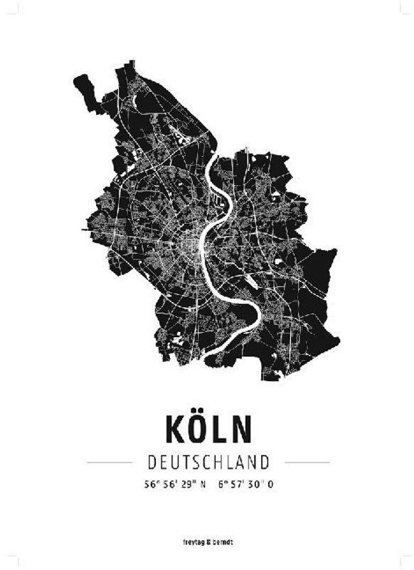 Freytag & Berndt Poster + Markiertafeln / Pl 127F / Köln, Designposter, Hochglanz-Fotopapier, Karte (im Sinne von Landkarte)